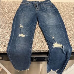 Abercrombie & Fitch Blue Distressed curve love highrise super skinny ankle Jeans